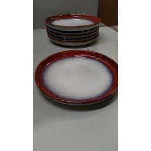 KINGSTONE Dinnerware Set for 4, Red Reactive Glaze Plates and Bowls Sets12-Piece Stoneware Dish Set, Handmade Ceramic Dinner Plate, Scratch Resistant, Microwave, Dishwasher & Oven Safe, Stackable