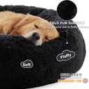 Bedsure Calming Dog Bed for Extra Large Dogs - Donut Washable Large Pet Bed, 45 inches Anti-Slip Round Fluffy Plush Faux Fur Dog Bed, Fits up to 120 lbs Pets, Black
