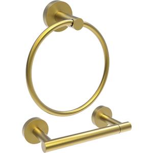 RARXTR Gold Toilet Paper Holder & Towel Ring SUS304 Stainless Steel 2pc Bathroom Hardware Set with Double Post Pivoting Toilet Paper Roll Holder Wall Mount & Bathroom Towel Holder Set