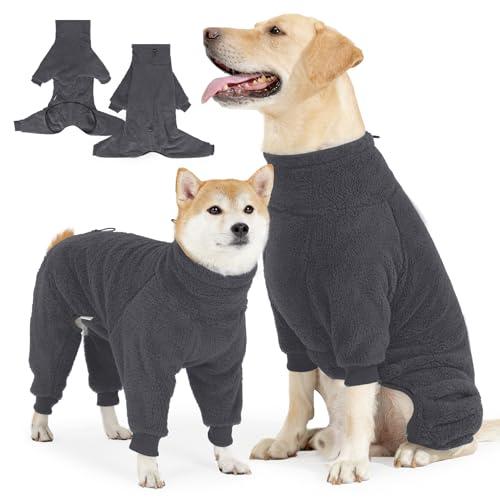 Pinellia Fleece Dog Sweater for Small Medium Large Dog for Run Walk Sleep Pet Winter Jacket & Windproof Clothes Coat, 2XL, Grey