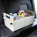 Car Trunk Organizer With Soft Cover and Storage Bin Essentials Collapsible Organization Accessories for SUV/Sedan Beige