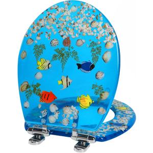 Angol Shiold ROUND Ocean Resin Toilet Seat Soft Close 16.5"