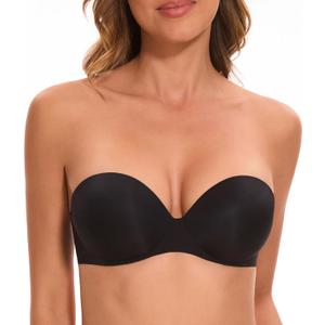 Women's Strapless Bra Push Up-Non Slip Invisible Padded Balconette Underwire Low Back Multiway Bandeau Bra for Comfort Lift (34D, Black) Women's Strapless Bra Push Up-Non Slip Invisible Padded Balconette Underwire Low Back Multiway Bandeau Bra for Comfort Lift (34D, Black)