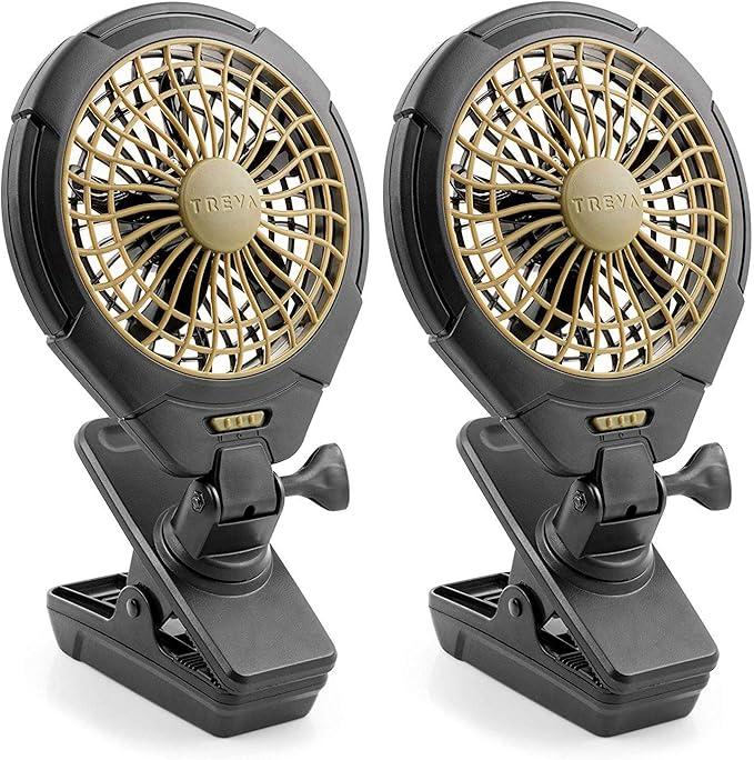 O2COOL Treva 5 in Battery Powered Clip Fan with Clamp 2-Pack | Yes