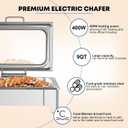 Electric Chafing Dish Buffet Server Set, Stainless Steel Full Size & Half-Size &Three-Section Food Pan with Temp Control, Roll Top Stainless Steel Food Warmers for Catering Buffet (A-01)