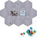 Outus 10 Packs Pin Board Hexagon Felt Tiles Memo Bulletin Board with 20 Pieces Push Pins, Decoration for Home Office Wall(5.9 x 7 Inches/ 15 x 17.7 cm,Gray)