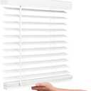 LOTUS & WINDOWARE Cordless Faux Wood Blinds, 17" Wide x 36" Long, Smooth, Snow White, 2 Inch Horizontal Blinds  for Living Room, Bedroom, Interior Door Windows (17 x 36)