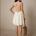ForeMode Summer Deep V Neck Bohemian Women Mini Short Dress Backless Beach Boho Dress (Yellow, XL)