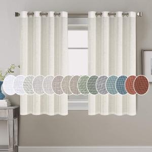 H.VERSAILTEX Elegant Natural Linen Blended Energy Efficient Light Filtering Linen Textured Curtains/Nickel Grommet Semi Sheer Window Treatments Panels/Drapes (Set of 2, Ivory, 52" x 54")