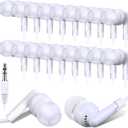 Kanayu 100 Pack Wired Earbuds Bulk for Classroom Ear Headphones Wired Basic Student Earbuds No Microphone with 3.5MM Jack for Class Laptop School Library, Individually Bagged (White)