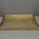 18"x12" Gold Glossy Crocodile Faux Leather Serving Tray Beautiful Modern Elegant Decorative Tray with Handles Ottoman Coffee Table Tray for All Occasion's