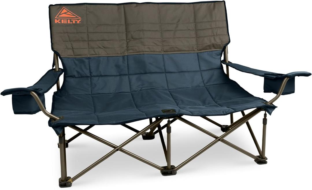 Kelty Low Loveseat Double 2 Person Camping Chair, Two Person Foldable Seat for Festivals, Concerts, Tailgates, Beach Days, Low Seat Height (Navy / Dark Shadow)