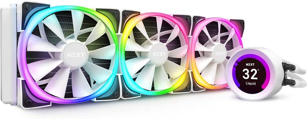 NZXT Kraken Z73 360mm AIO CPU Liquid Cooler - Customizable LCD Display - RGB Connector - 3x 120mm Radiator Fans - White