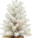 Small Christmas Tree with Lights, Holiday Artificial Flocked Mini Christmas Tree Decoration, Includes 50 Led Warm Yellow Lights and Cloth Bag, Indoor Home Evergreen Tabletop Decor 2ft/ 24inch