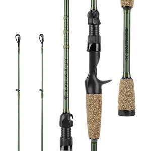 KastKing Spartacus II Fishing Rods - IM6 Graphite Blanks Casting & Spinning Rods, 2-Piece Rods with Extra Tip Section, PTS Power Transition System, KastFlex Technology, Rubber Cork Handle, 6'8"- MH Power- Fast