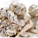 Christmas Ball Ornaments Set Shatterproof Christmas Tree Ornaments 24 PCS Painted Shaped Styles Xmas Tree for Holiday Decor,Champagne