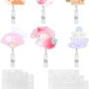 6 Pcs Nurse Badge Reels,Retractable Badge Reels,Cute Clip On ID Lanyard with Waterproof Clear ID Card Badge Holder for Nurses Doctors Kids (Lovely Style)