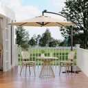Garvee 10FT Solar Lights Offset Patio Umbrella with Cross Base, Tan