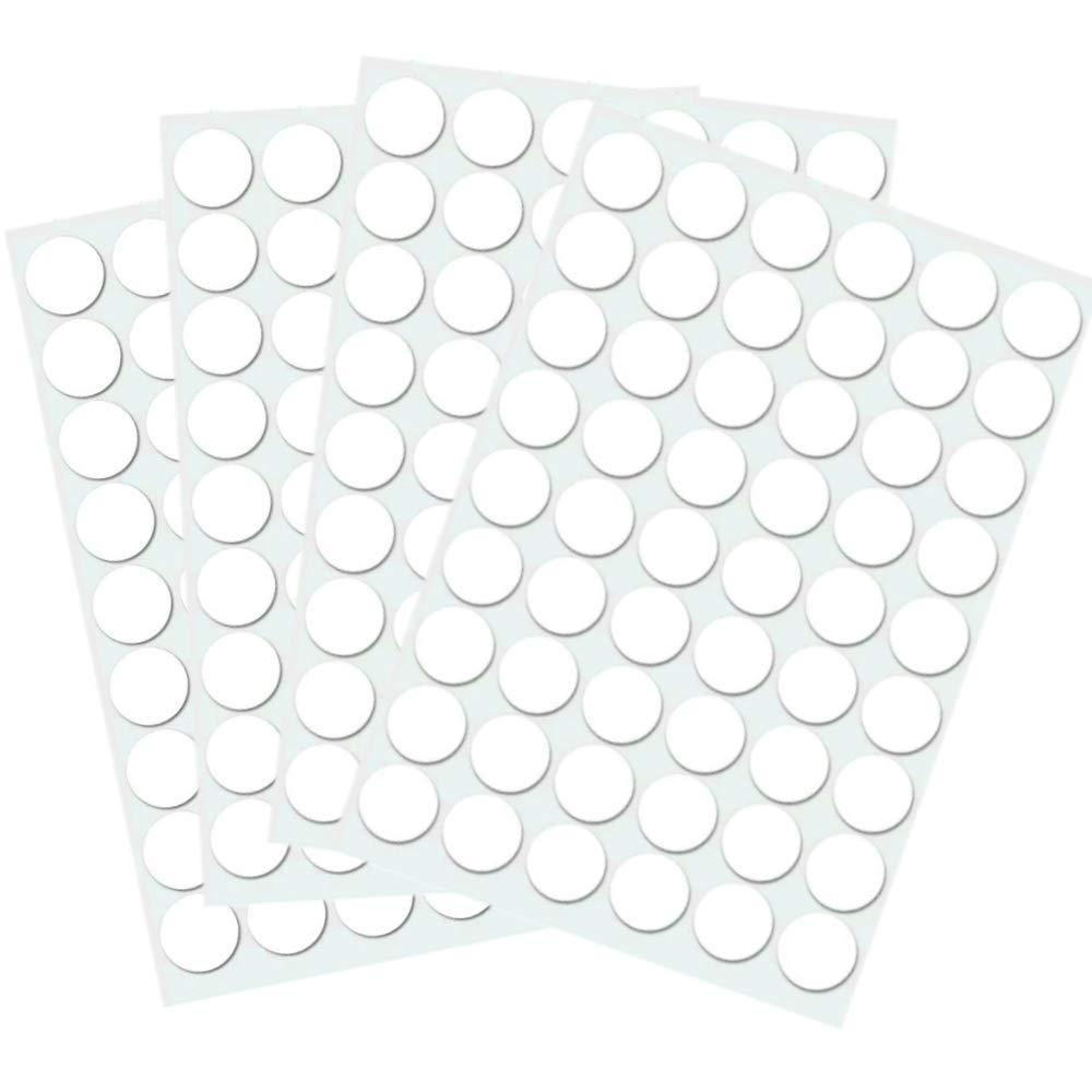 Self-Adhesive Screw Hole Stickers, 384pcs-0.59inch/15mm Self-Adhesive Screw Covers Caps Dust Proof Sticker for Wood Screw-White (384pcs-0.59inch/15mm), 15mm-1Sheet