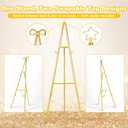 Interchangeable Bow & Star Top Gold Easel Stand for Sign, 62"47" Height Adjustable Heavy Duty Wedding Easel Stand with 3 Display Modes Perfect for Welcome Signs, Christmas Decor, Parties & Events