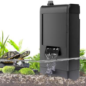 Hygger Turtle Tank Filter for 5-55gallon Low Water Level Filter with Multifunction Filtration Drainage Adjustable Aquarium Power Filter for Frog Newt Amphibious Reptiles