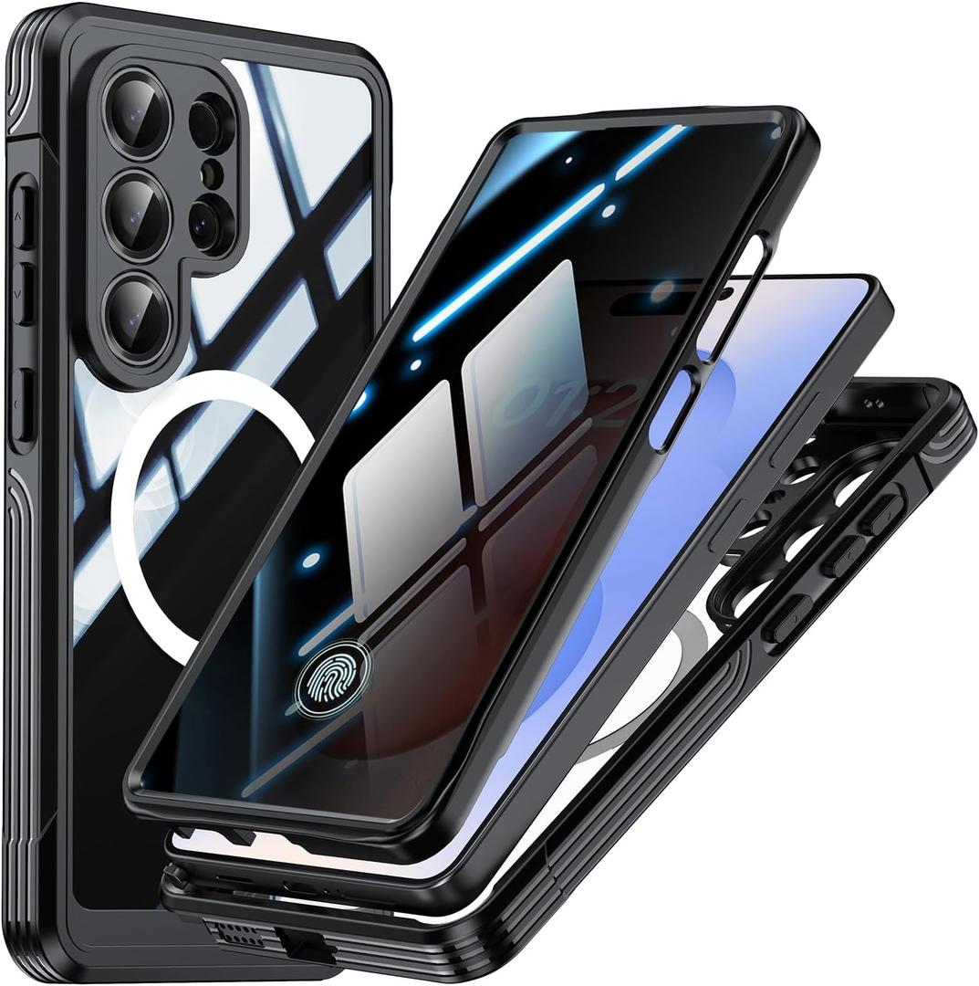 Privacy Case for Samsung Galaxy S26 Ultra,Compatible MagSafe,Galaxy S26 Ultra Magnetic Cover Built-in Privacy Screen Protector and Camera Protector,Full Body Case for Samsung S26 Ultra,Black
