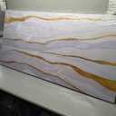 AERART Abstract Wall Art White and Gold Wave Lines Canvas Print Artwork Abstract Wall Decor Paintings for Living Room Bedroom Office Home Decor 29x58 Inch