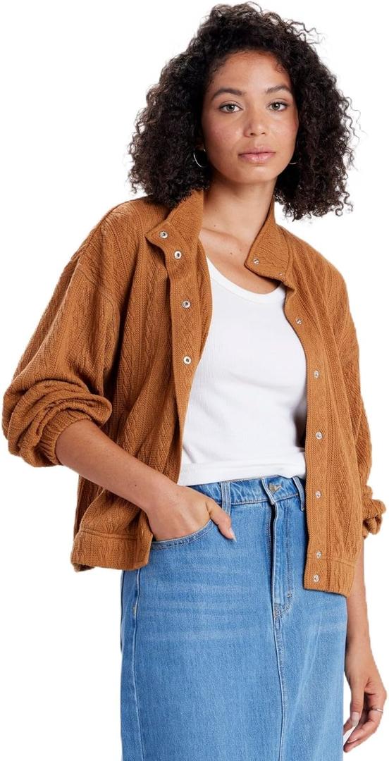 UNIONBAY Women's Cece Cable Knit Sweater Jacket (Caramel, XS)