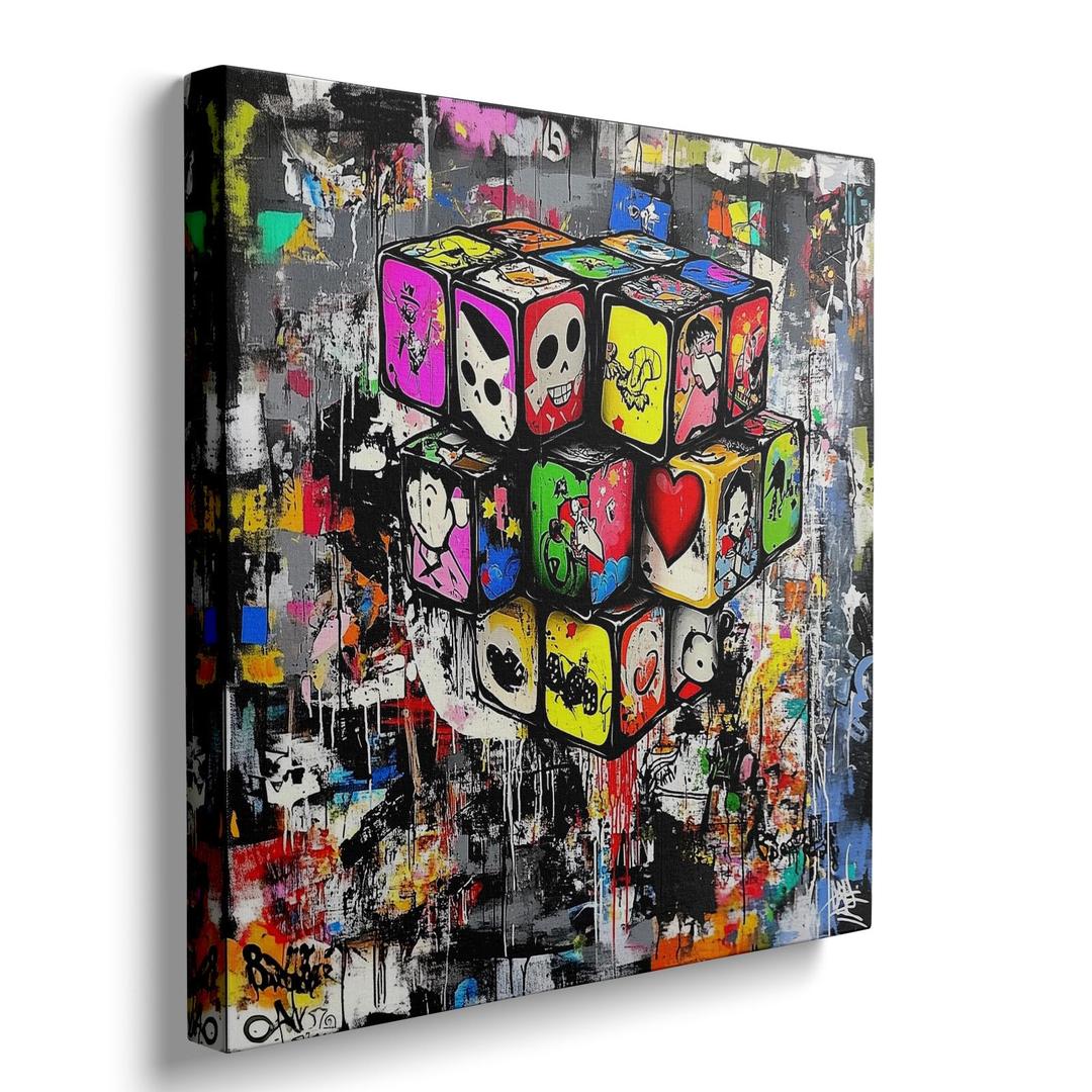 Ypxzzj Modern Abstract Canvas Wall Art for Living Room Graffiti Street Poster Pictures Paintings for Bedroom Urban Pop Wall Decor for Home Framed Ready to Hang(20''x20'')