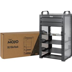 Tecmojo 9U Network Rack, 10 inch Mini Server Rack with 2 Side Translucent Panels & 2 Top Handles, 7.87 inch Deep, for 10 inch IT Equipment & A/V Devices, Black