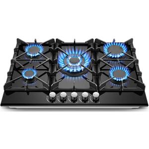 Gas Cooktop 30 Inch, Amzgachfktch 5 Burners Propane Stove, Built-in NG/LPG Convertible Gas Stove Top, Black Tempered Glass Propane Cooktop with Thermocouple Protection
Visit the Amzgachfktch Store