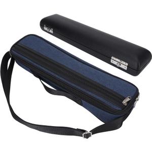 17 Hole Flute Case, Flute Case Bag with PU Leather Inner Box + Oxford Cloth Outer Bag, Cross Body & Hand Carry Options, Lightweight & Waterproof