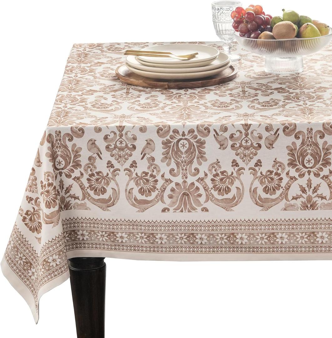 Maison d' Hermine Table Cloth Square Table 100% Cotton 54 x 54 Inches Fall Tablecloth Reusable Everyday Use for Thanksgiving Christmas Decorations Dining Farmhouse Party (Allure)