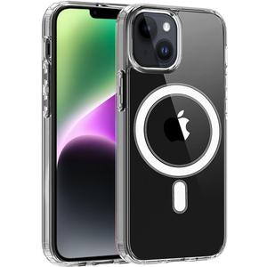 Magnetic Clear for iPhone 14 Plus Case, Compatible with Magsafe Wireless Charging, Anti-Yellow Shockproof and Military Drop Protection, Transparent Phone Case for iPhone 14 Plus-Clear
