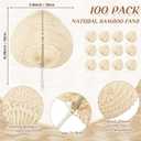BBTO 100 Pieces Woven Bamboo Fans Handmade Hand Weaving Handheld Natural Raffia Hand Fans Bulk for Indoor Outdoor Summer Cooling Supplies Farmhouse Wall Decor Wedding Party Favors, 11.81 x 15.35 inches/ 30 x 39 cm