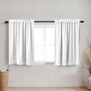 KOUFALL White Blackout Curtains 50% Black Out Cafe Curtains for Kitchen,24 x 24 Inch Length