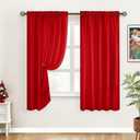 HOMEIDEAS Christmas Non-See-Through Red Privacy Sheer Curtains, 52 X 45 Inches Long 2 Panels Sheer Curtains Light Filtering Window Drapes for Bedroom Living Room