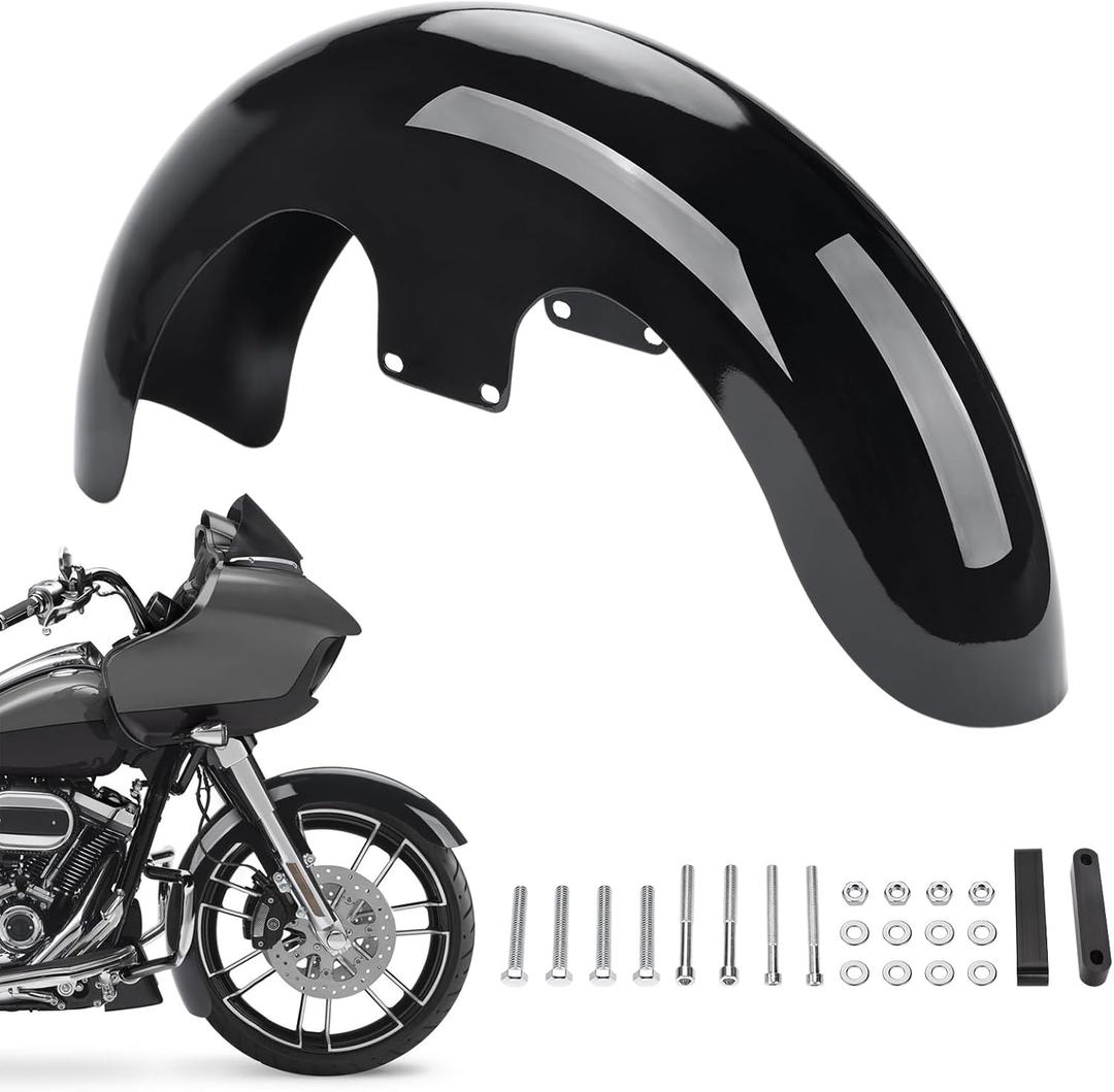 23" Wheel Wrap Front Fender Fit for Harley Touring Electra Glide Road Glide Road King Street Glide Motorcycle Mudguard Gloss Black Steel