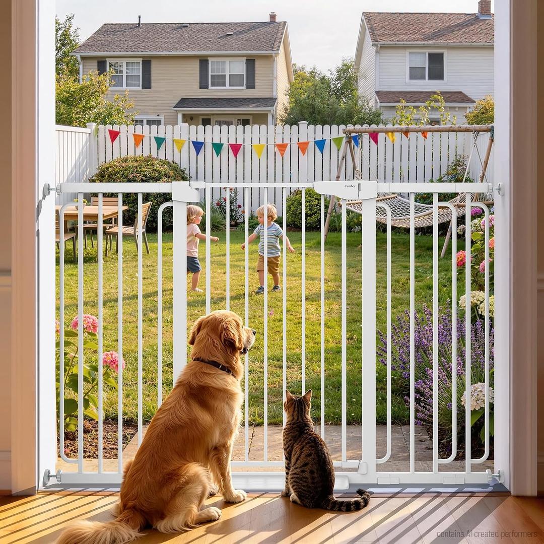Cumbor 36" Extra Tall Baby Gate, 30.4-56.8" Extra Wide Dog Gate White