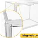 GUDEMAY Large Clear Stackable Plastic Storage Bins with Door, Dustproof Figures Collectibles Display Case, Football & Motorcycle Helmet Showcase, Basketball, Memorabilia Organizer Box (XL, Count, 1)