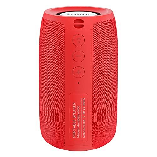 Musibaby Bluetooth Speaker, Wireless,Outdoor, Waterproof,Portable Speaker,Dual Pairing, Bluetooth 5.0,Loud Stereo,Booming Bass,24H Playtime for Home&Party,Gifts(Pure Red)