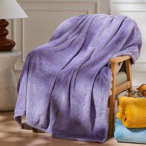 NEWCOSPLAY Super Soft Throw Blanket Lavender Premium Silky Flannel Fleece Leaves Pattern Lightweight Bed Blanket All Season Use (Lavender, Throw (50"x60")