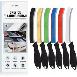 SXhyf Cleaning Brush - Hard Bristle Crevice Cleaning Brush, Multifunctional Gap Scrub Brush, Kitchen Essentials, Bathroom Cleaner Tools for Household Use, Home, Window, Toilet, Stove (Multicolor Bristle Black Handle)