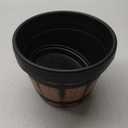 Quarut 3 Pack 10 inch Plant Pots,Whiskey Barrel Planters with Drainage Holes & Saucer, Plastic Decoration Flower Pots Imitation Wine Barrel Design, for Indoor & Outdoor Garden Home Plants (Brown)