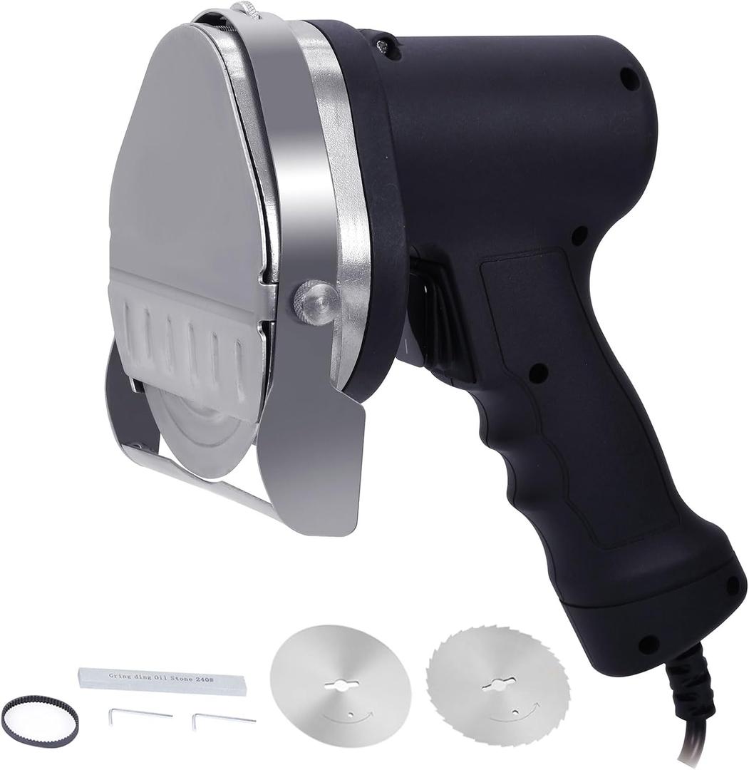 Electric Plug-in Shawarma Kebab Knife, commercial Stainless Steel gyro knife，Precisely control the thickness 0~8mm/ 0-0.3 in，Doner Kebab Meat Slicer with 2 Blades-Wired Version