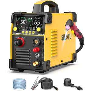 SILATU 65Amps Plasma Cutter, STC650P HF Non-Touch Pilot Arc Plasma Cutter Machine, 110/220V Dual Voltage Air Sensor Technology Large LED Display, 20mm Max Cutting thickness, PT/2T/4T for Beginners DIY