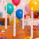 Set of 12 Bow-Printed Taper Candles 10 Inch - Smokeless, Dripless, Long Burn Time, White & Pink Decorative Candles for Wedding, Birthday, Dinner, Holiday Decor & Romantic Gifts