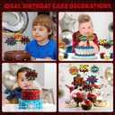 12 Pcs Spider Cake Toppers, Spider Theme Cupcake Decorations Glitter Red Black Blue Spider Pattern Birthday Party Supplies, Spider Web Birthday Decorations for Boys, Men, Baby Shower