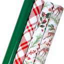 LaRibbons Christmas Wrapping Paper Set, Holiday Gift Wrap with Classic Deer/Red White Plaid/Berries Design, Perfect for Season Party, Xmas Presents & Decoration, 30 Inch X 10 Feet-4 Rolls