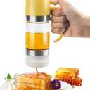Glass Honey Dispenser,10 OZ Honey Pot with Handle,No Drip Honey Container Jar,Maple Syrup Dispenser,Ideal for Honey and Syrup,White base